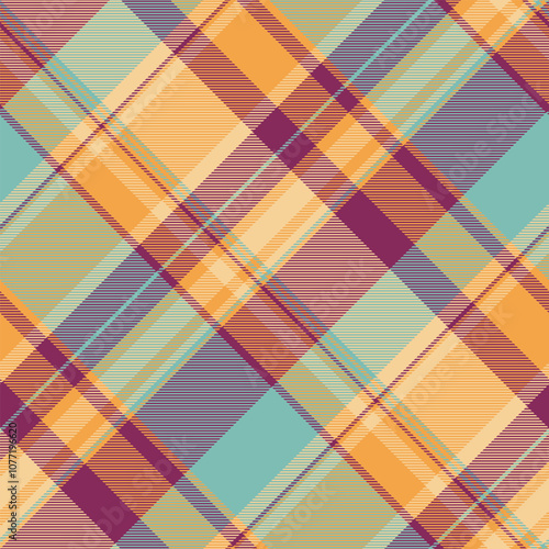 Choice seamless textile background, valentine plaid texture fabric. Sensual check vector tartan pattern in orange and pink colors.