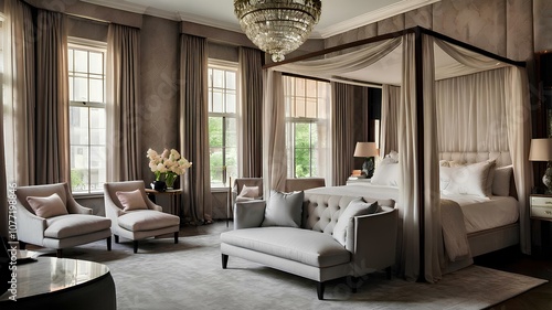 Elegant Master Bedroom with Luxurious Canopy Bed