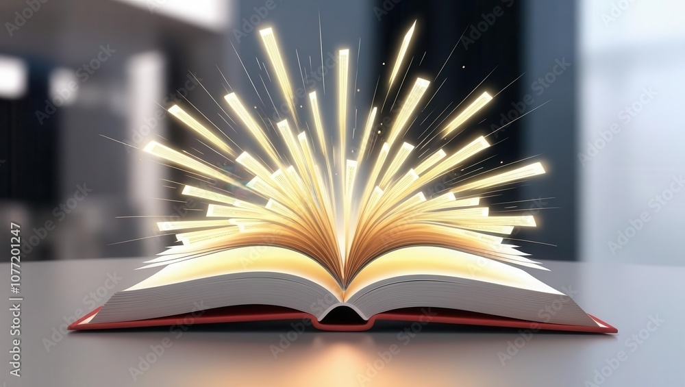 Fototapeta premium Open Book with Exploding Light Symbolizing Knowledge and Inspiration