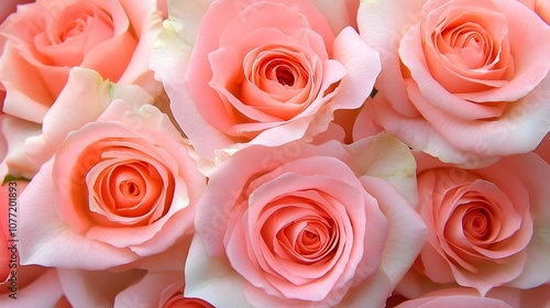 Blushing Garden Roses in Gorgeous Floral Bouquet Closeup