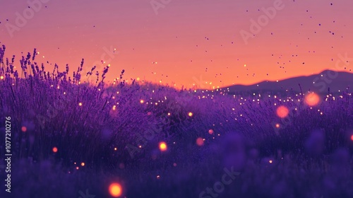 Mesmerizing Lavender Field at Enchanting Dusk with Vibrant Sky