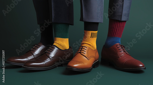 Stylish formal shoes paired with colorful socks, showcasing modern fashion, professional style, and unique design for a bold and sophisticated wardrobe