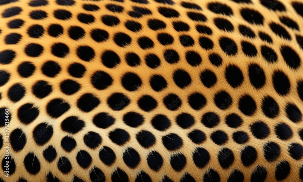 Fototapeta premium Detailed close-up view of a leopard's fur pattern showcasing distinct black spots on a golden background during daylight