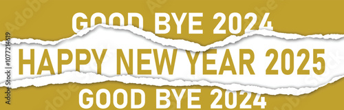 Goodbye 2024, and Happy New Year 2025! Greeting Card Banner Design.