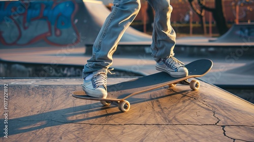 Skater boy perfecting his moves at a skatepark in New York City, capturing the essence of skateboarding as a cool and active lifestyle choice.