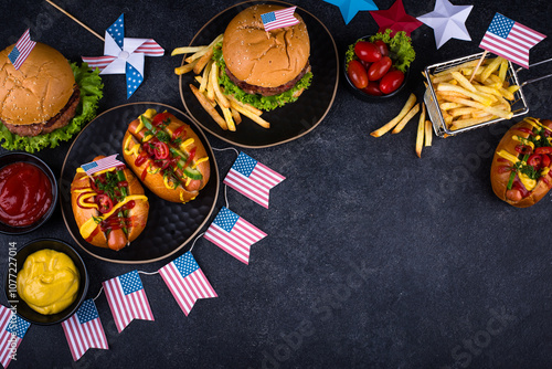 Traditional American food for celebrating July 4 Independence Day photo