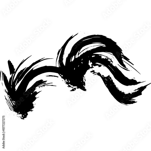 和風素材　筆で描かれたダイナミックな線のイラストセット　ベクター