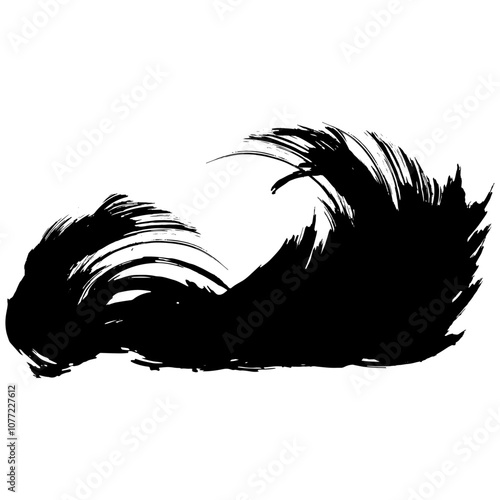 和風素材　筆で描かれたダイナミックな線のイラストセット　ベクター