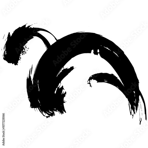 和風素材　筆で描かれたダイナミックな線のイラストセット　ベクター