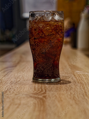 Glass of coke with ice cubes