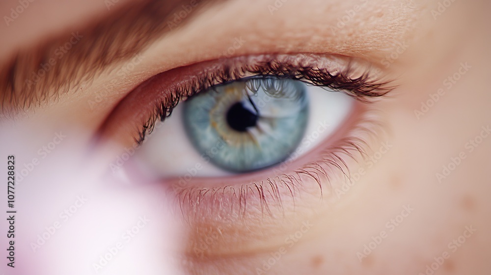 Obraz premium A close up of a person's blue eye