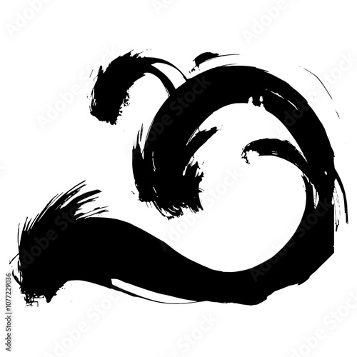 和風素材　筆で描かれたダイナミックな線のイラストセット　ベクター