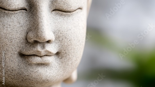 A close up of a statue of a buddha with eyes closed photo