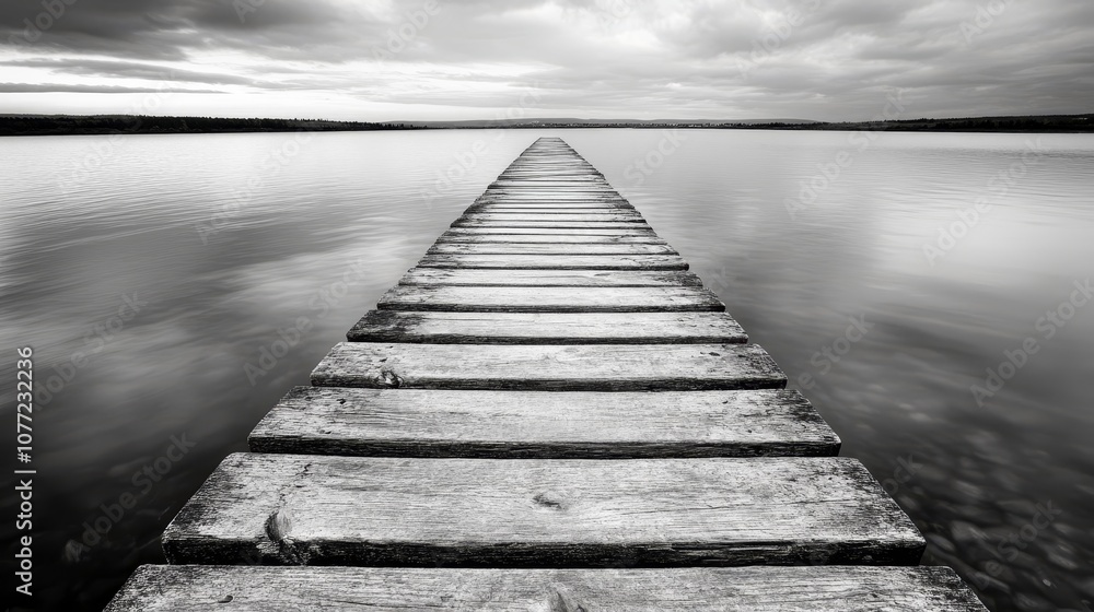 Obraz premium A long wooden pier stretching out into the water