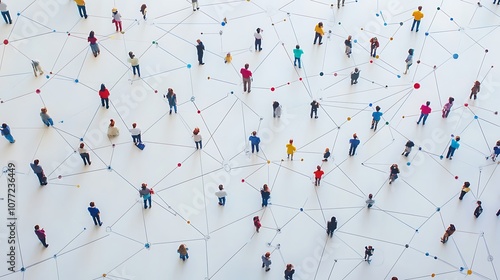 People connected by lines in a network pattern