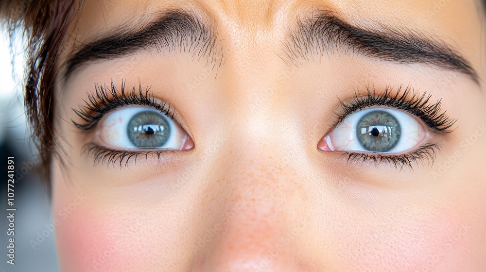 Naklejka premium A close up of a woman's eyes with long eyelashes