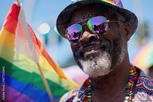 A person holding a colorful rainbow flag, perfect for Pride or LGBTQ+ events