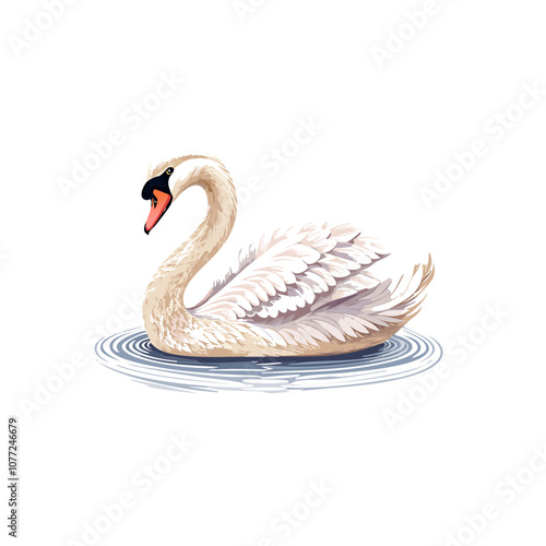 Elegant Swan Illustration with Soft Feathered Details