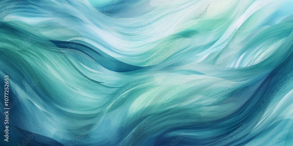 Obraz premium Blue and Teal Flowing Abstract Waves Background