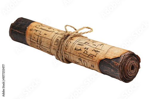 Ancient Egyptian papyrus scroll featuring hieroglyphs from the time of pharaohs
