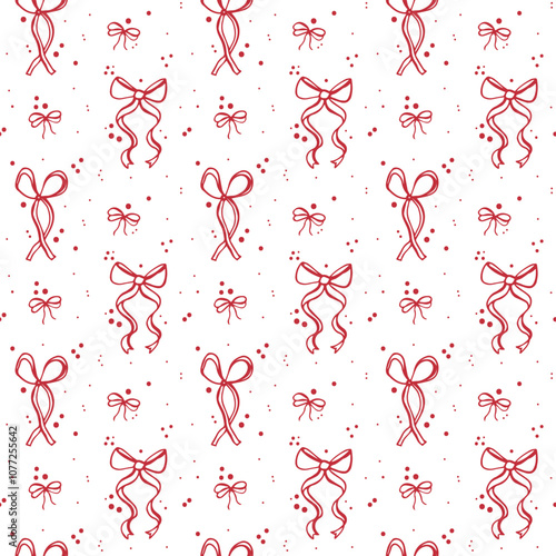 Ribbon and bows red seamless pattern