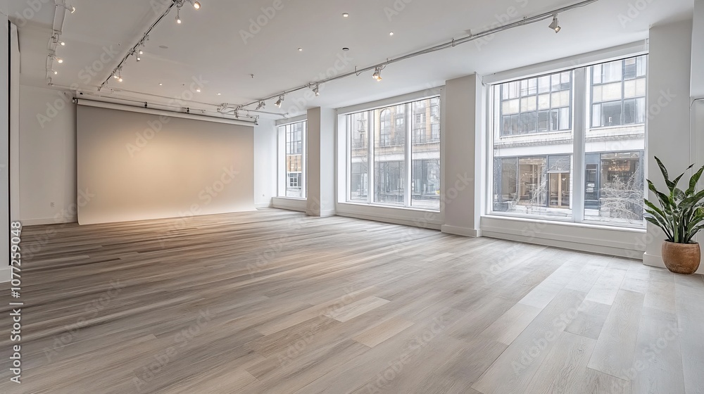 Fototapeta premium Modern Empty Room with Large Windows.