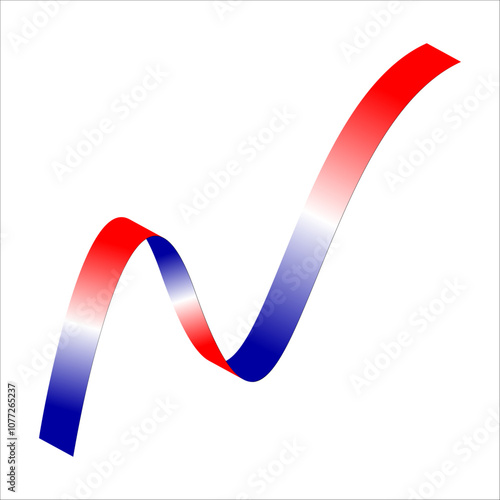 Red white blue flag ribbon tricolor gradient celebration freedom day vector illustration eps