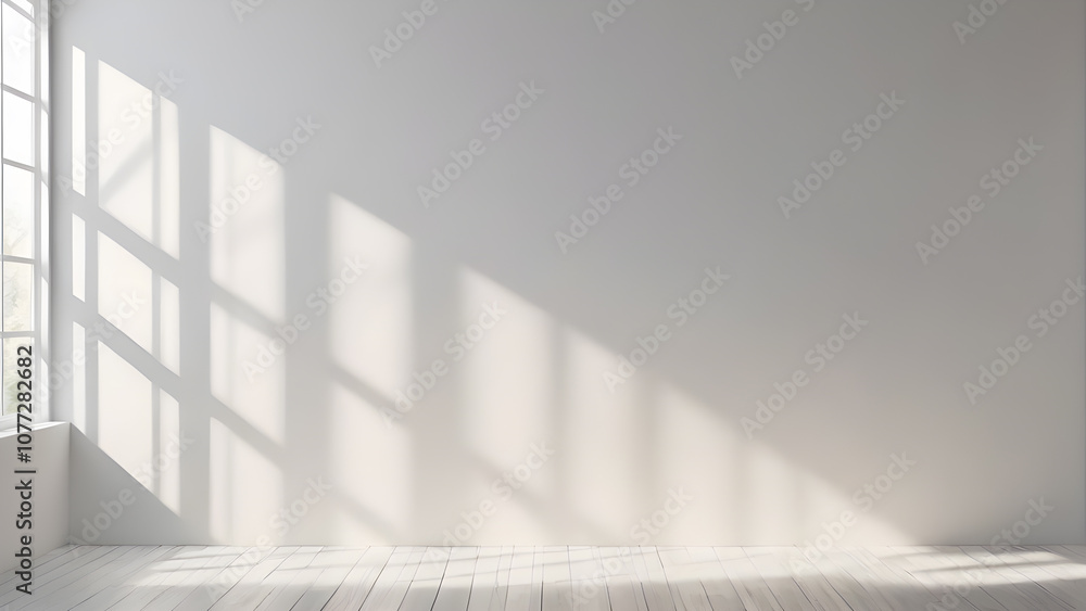 Fototapeta premium Empty room with white wall and window. 