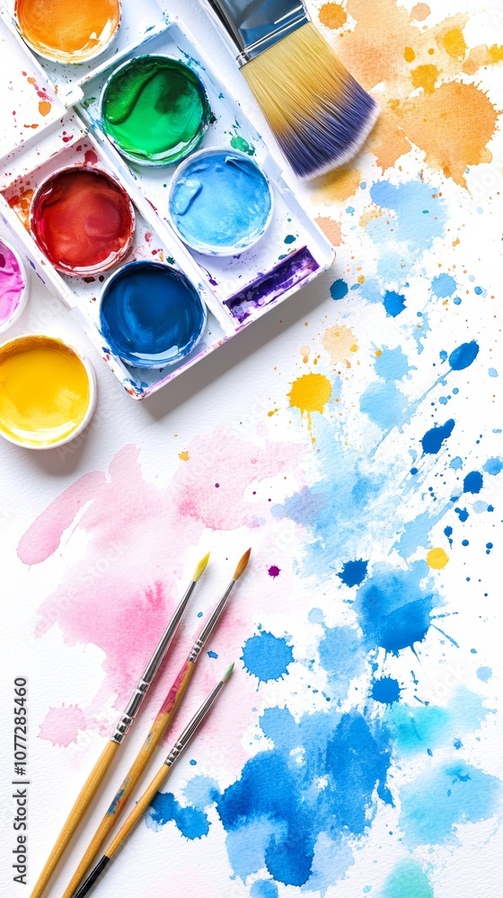 Obraz premium Watercolor Painting Course Cover Design for Beginners Generative AI