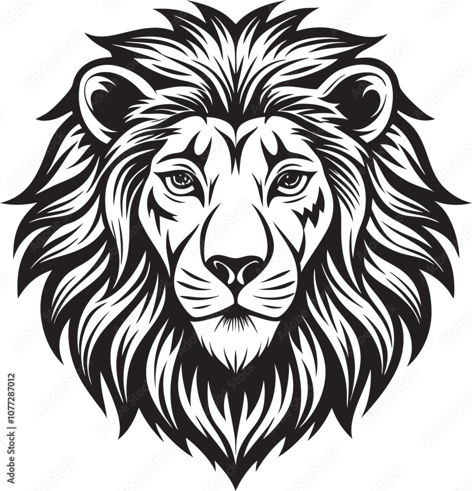 Fototapeta premium Lion head silhouette vector art illustration file.