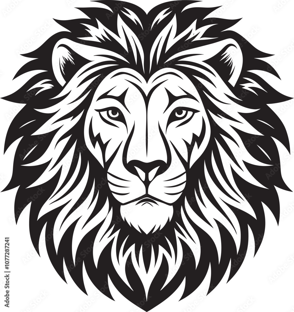 Obraz premium Lion head silhouette vector art illustration file.