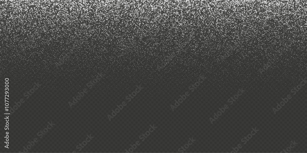 Falling sugar powder, flying salt. White crystals isolated on a transparent background. Vector illustration.