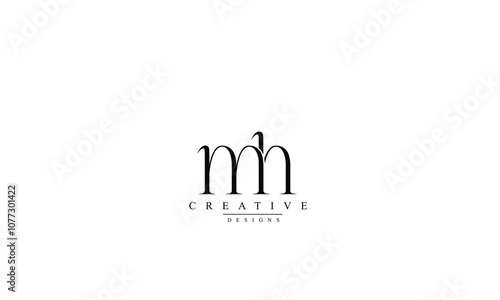 Alphabet letters Initials Monogram logo mh hm m h