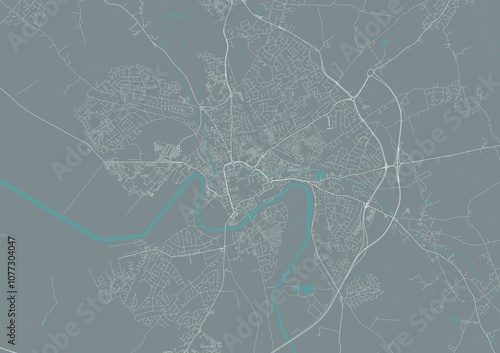 Chester minimalist city plan street map on gray background. Great Britain. England photo