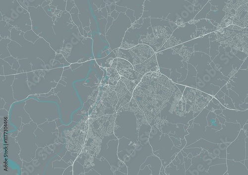 Gloucester minimalist city plan street map on gray background. Great Britain. England