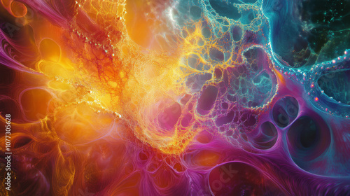 Abstract Tachyonic Field: Fractal Nebula, Cosmic Energy, Vibrant Colors, Surreal Art