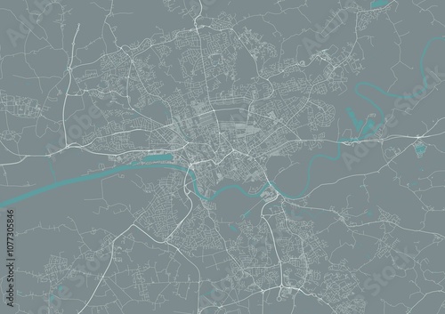 Preston minimalist city plan street map on gray background. Great Britain. England photo