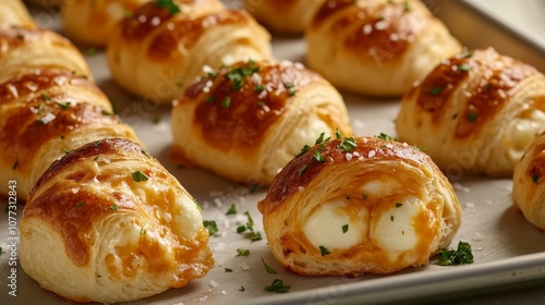 These Pillsbury biscuit garlic butter cheese bombs are a simple and delicious appetizer perfect for parties or game day. They are made with crescent rolls, mozzarella cheese, garlic butter, and parsle photo