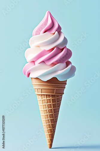 Swirled Soft Serve Ice Cream Cone	