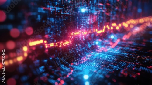 Wallpaper Mural Abstract digital background with glowing lines and code. Torontodigital.ca