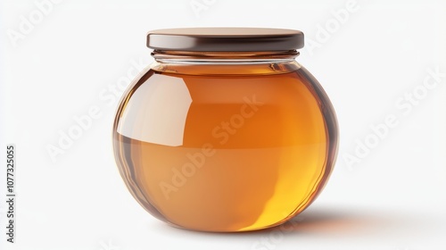 Dark honey jar isolated on a white background with a black cap photo