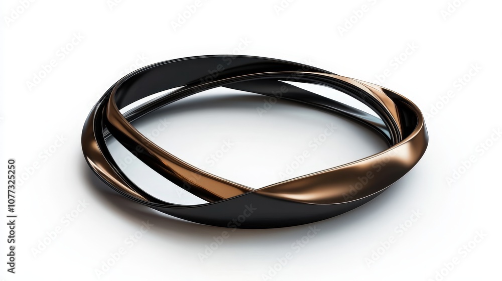Naklejka premium Elegant twisted metallic sculpture: modern minimalist art in black and bronze