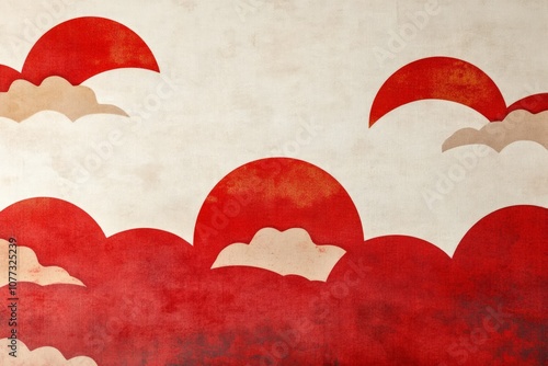 a minimal pattern of japanese washi paper, red.