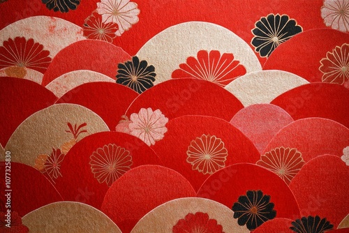 a minimal pattern of japanese washi paper, red.