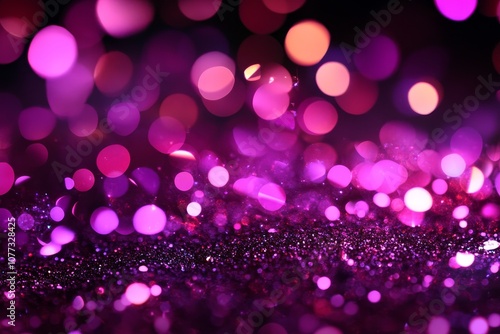 Purple background with sparkling glitter and bokeh effect