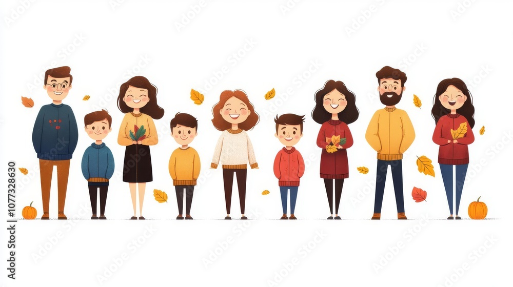 Fototapeta premium A joyful family portrait in autumn season.