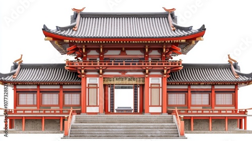 The Byodo Temple is displayed on a white background in Japan photo