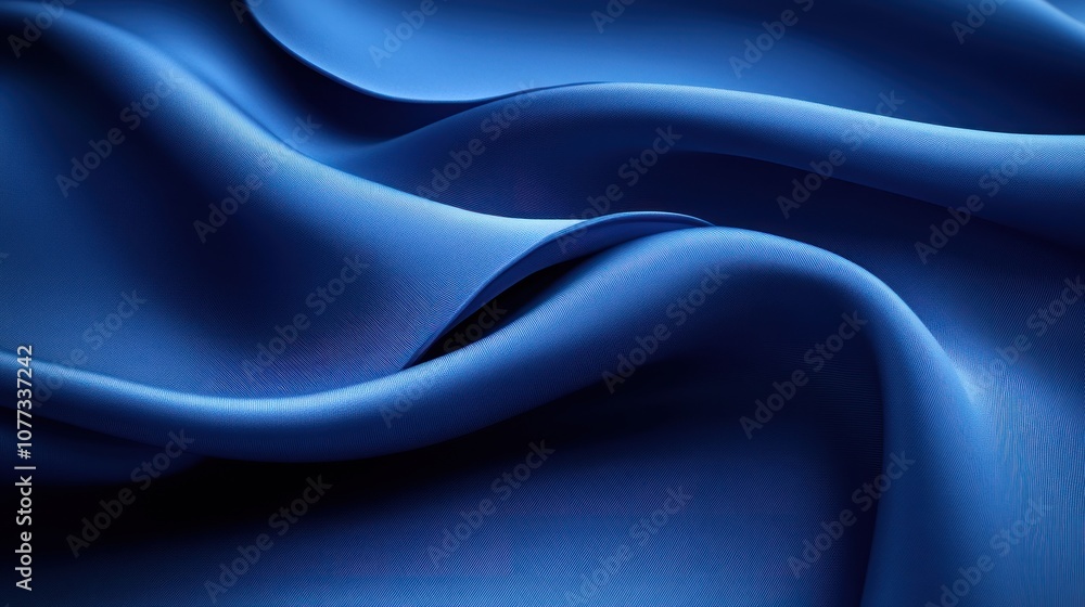 Obraz premium Abstract background of blue fabric with soft folds and smooth texture.