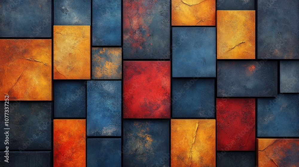 Fototapeta premium Abstract background of colorful textured rectangles.