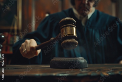 Wallpaper Mural the judge raised his gavel for court verdict. Torontodigital.ca